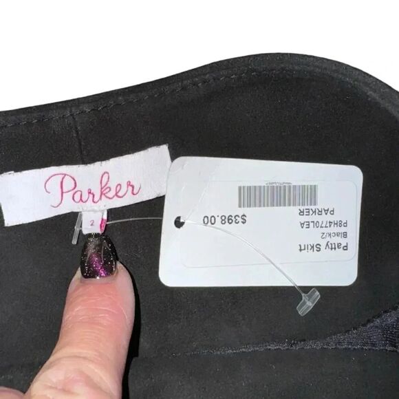 NWT women’s PARKER Patty Suede black Mini Skirt with belt SIZE 2 - Picture 4 of 8